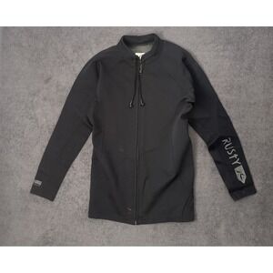RUSTY WETSUIT  LONG SLEEVE SHIRT SIZE MEDIUM  BLACK  HEADPHONES (READ)